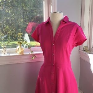 Pink Button Up Collared Dress
